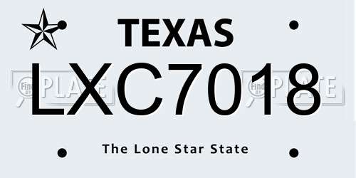 LXC7018 Texas License Plate