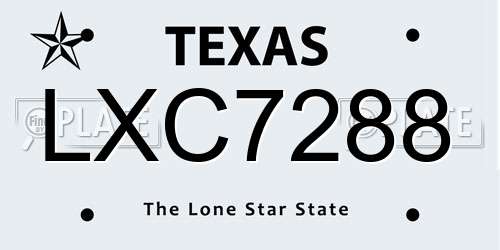 LXC7288 Texas License Plate