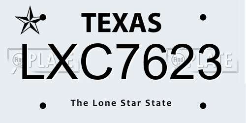 LXC7623 Texas License Plate