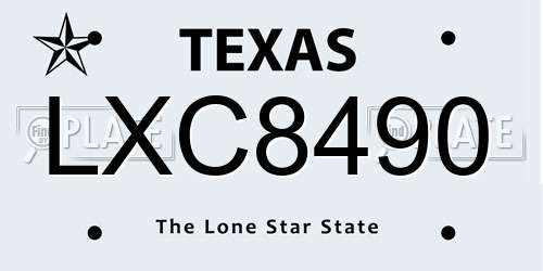 LXC8490 Texas License Plate