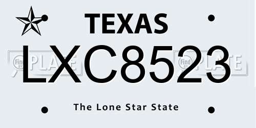 LXC8523 Texas License Plate