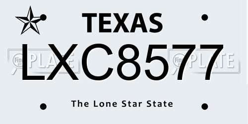 LXC8577 Texas License Plate