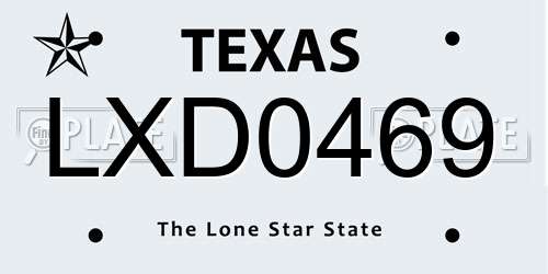 LXD0469 Texas License Plate