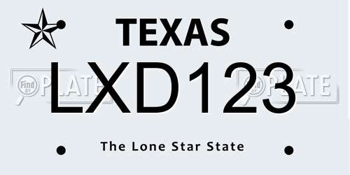 LXD123 Texas License Plate