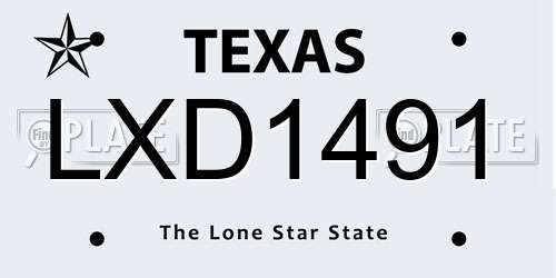 LXD1491 Texas License Plate