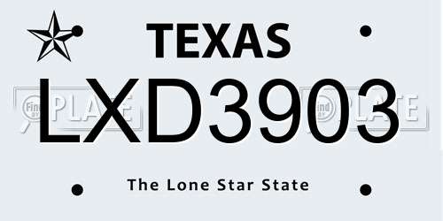 LXD3903 Texas License Plate