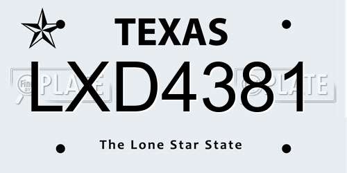 LXD4381 Texas License Plate