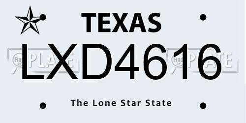 LXD4616 Texas License Plate