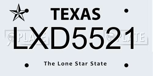 LXD5521 Texas License Plate