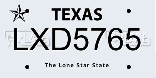 LXD5765 Texas License Plate
