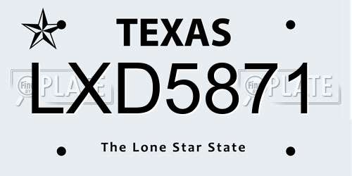 LXD5871 Texas License Plate