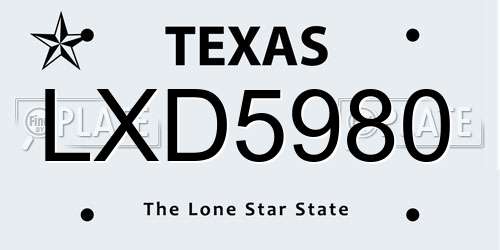 LXD5980 Texas License Plate