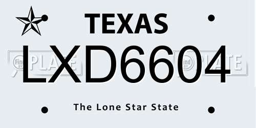 LXD6604 Texas License Plate