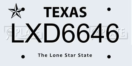 LXD6646 Texas License Plate