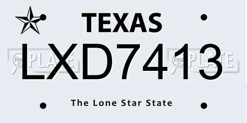 LXD7413 Texas License Plate