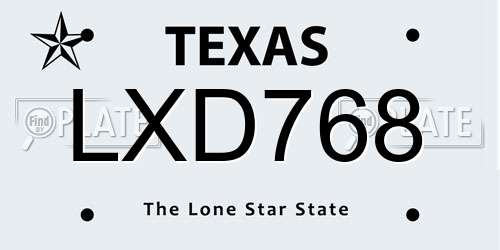 LXD768 Texas License Plate