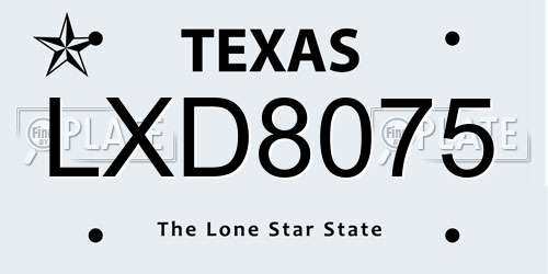 LXD8075 Texas License Plate