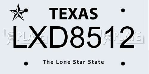 LXD8512 Texas License Plate