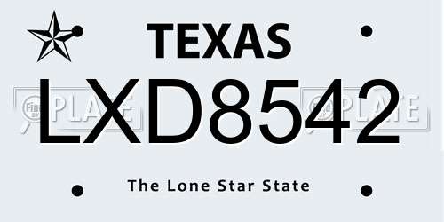 LXD8542 Texas License Plate