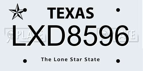 LXD8596 Texas License Plate