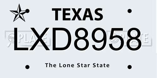 LXD8958 Texas License Plate