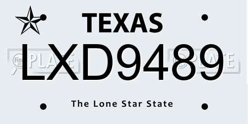 LXD9489 Texas License Plate