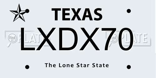 LXDX70 Texas License Plate