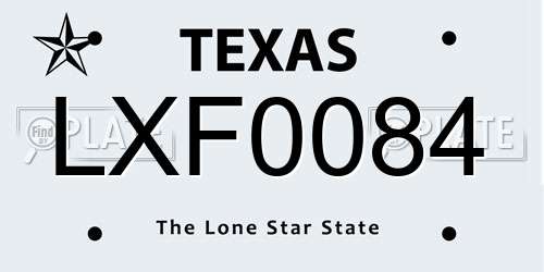 LXF0084 Texas License Plate
