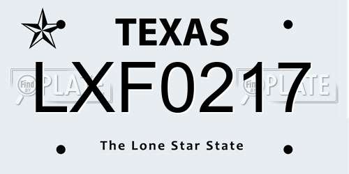 LXF0217 Texas License Plate