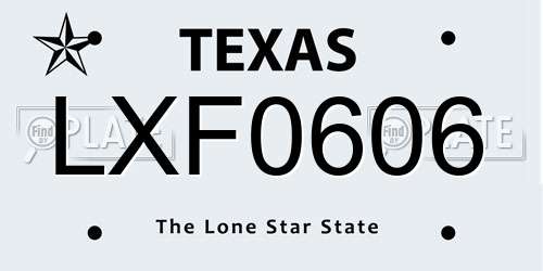 LXF0606 Texas License Plate