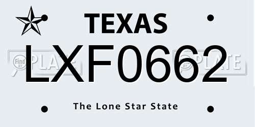 LXF0662 Texas License Plate