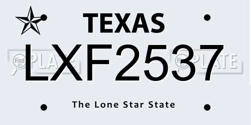 LXF2537 Texas License Plate