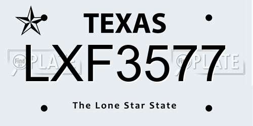 LXF3577 Texas License Plate