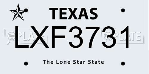 LXF3731 Texas License Plate