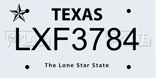 LXF3784 Texas License Plate