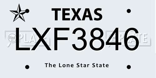 LXF3846 Texas License Plate