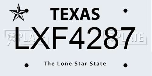 LXF4287 Texas License Plate