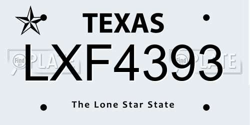 LXF4393 Texas License Plate