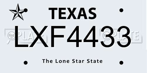 LXF4433 Texas License Plate