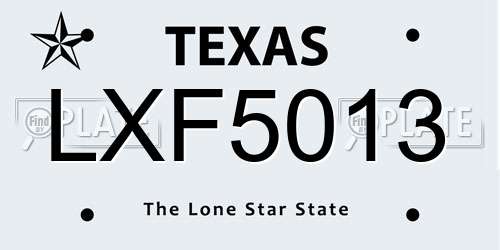 LXF5013 Texas License Plate