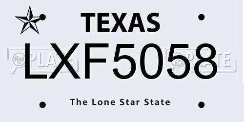 LXF5058 Texas License Plate