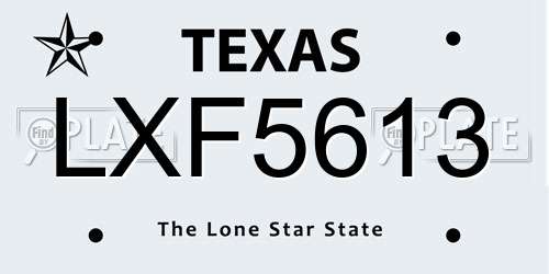 LXF5613 Texas License Plate