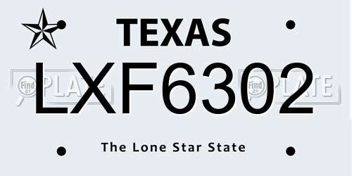 LXF6302 Texas License Plate