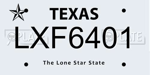 LXF6401 Texas License Plate