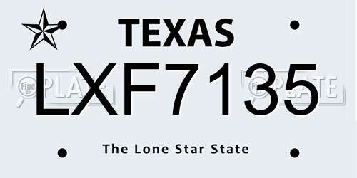 LXF7135 Texas License Plate