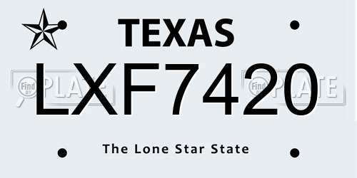 LXF7420 Texas License Plate