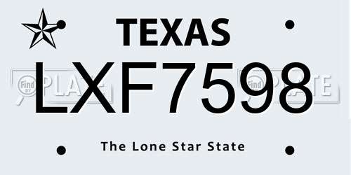 LXF7598 Texas License Plate