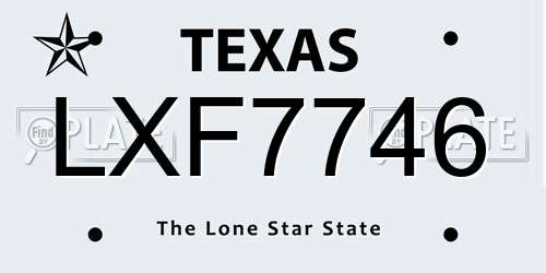 LXF7746 Texas License Plate