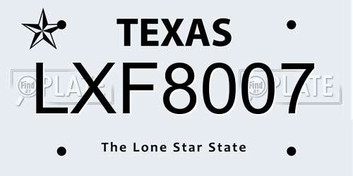 LXF8007 Texas License Plate