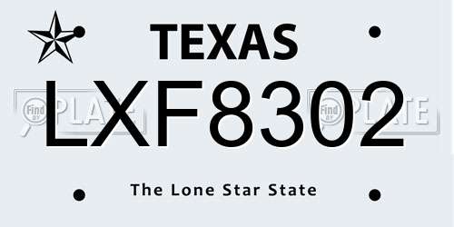LXF8302 Texas License Plate